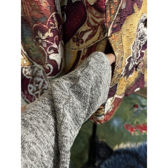 Chico's Silk Blend Floral Jacket Size 2 Large Button Front 3/4 Sleeve Pockets - Picture 6 of 13